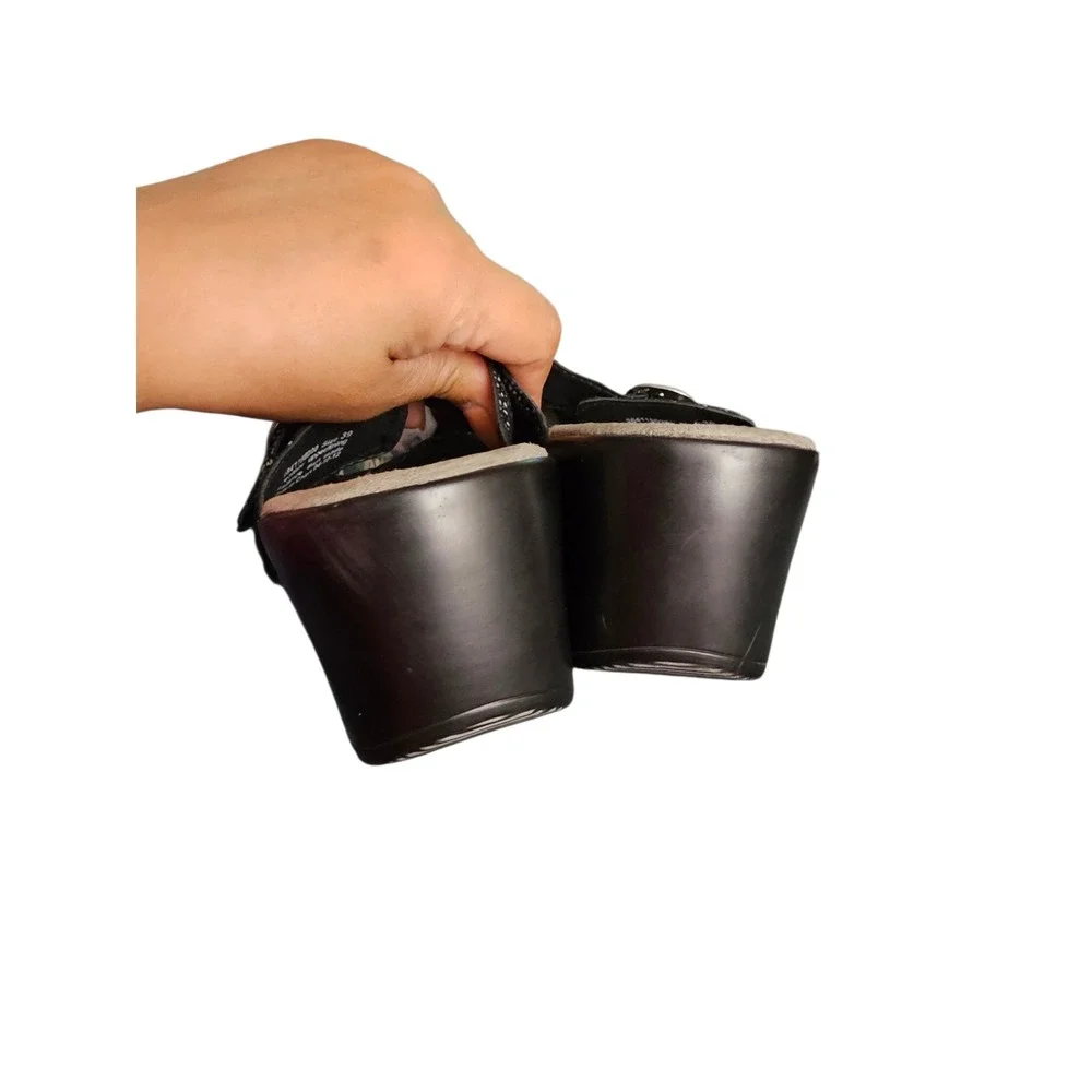 Dansko Sophie Wedge Black Dot Leather Slip On Sandals Size 39 US 8.5-9 - Picture 5 of 11